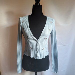 Y2K Blue Butterfly Cardigan